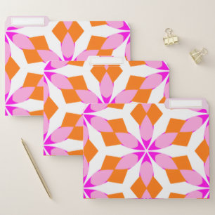Pink Purple and Orange Floral Geometric File Folder