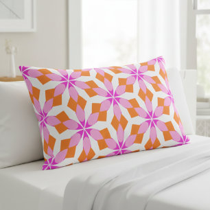 Pink Purple and Orange Floral Geometric Pillow Case
