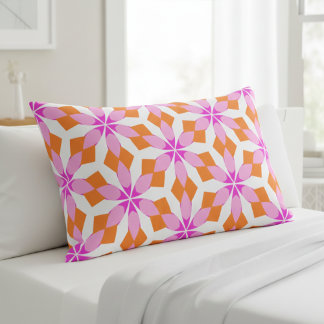 Pink Purple and Orange Floral Geometric Pillow Case