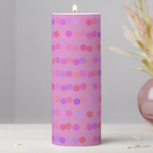 pink, purple and orange polka dots pillar candle