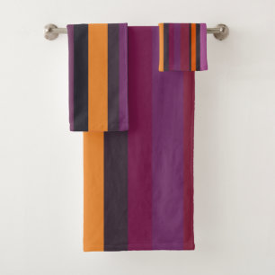 Pink, Purple and orange Stripes Bath Towel Set