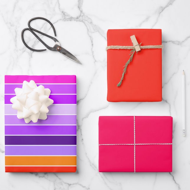 Pink, Purple and Orange   Wrapping Paper Sheets (Front)