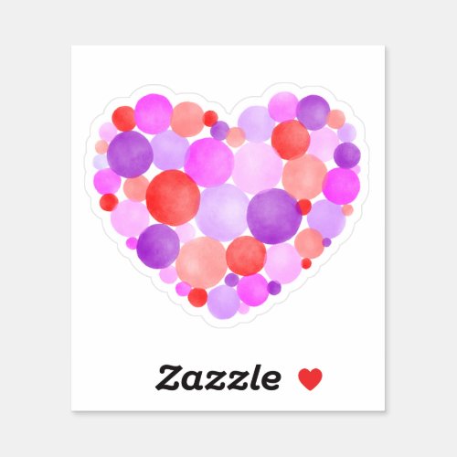 Pink Purple and Red Heart Valentines Watercolor Sticker