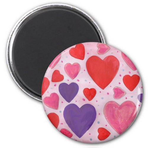 Pink Purple and Red Valentines Day Hearts Pattern  Magnet