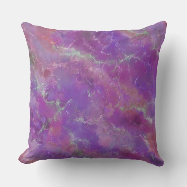 Pink, Purple And Silver Marble Pattern Throw Pillow (Front)