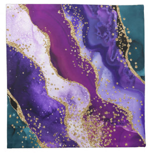 Pink, Purple and Teal Glitter Peacock Agate Cloth Napkin