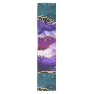 Pink, Purple and Teal Glitter Peacock Agate Short Table Runner