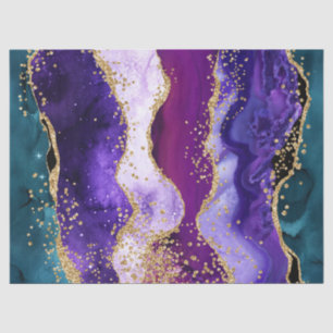 Pink, Purple and Teal Glitter Peacock Agate Tissue Paper