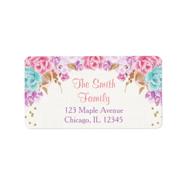 pink purple and teal return address labels (Front)