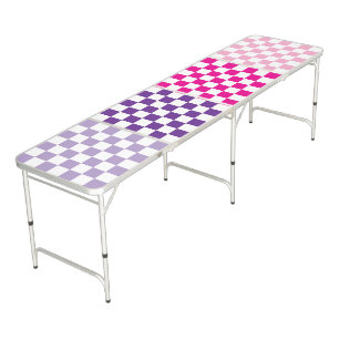 Pink Purple and White Multi Checkerboard Beer Pong Table
