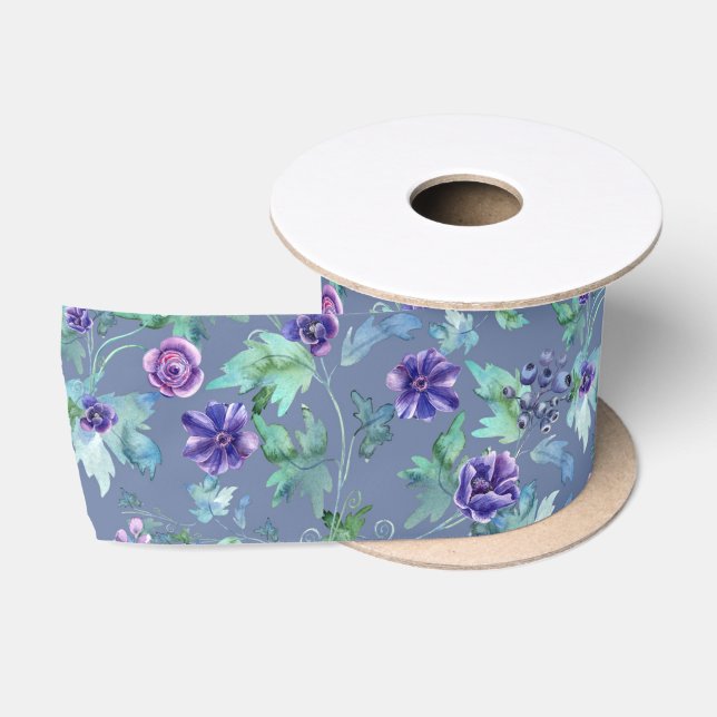Pink Purple Anemones Spring Outdoor Bridal Shower  Satin Ribbon (Spool)