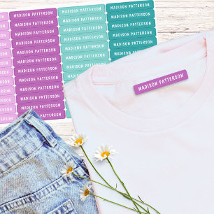Pink Purple Aqua Teal Personalized Name Labels