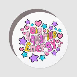 Pink Purple Aquarius Cute Zodiac Sign Car Magnet