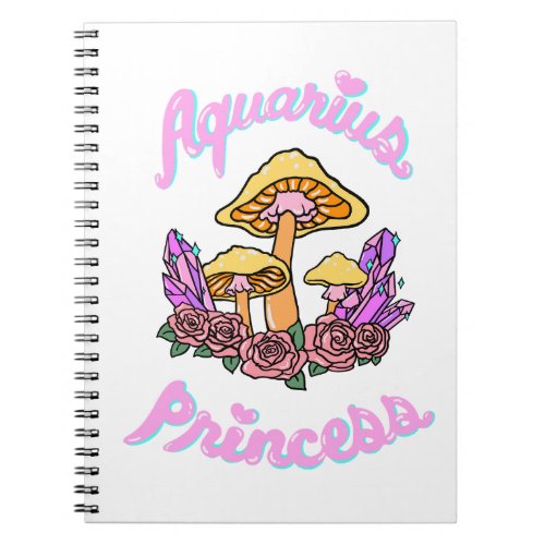 Pink Purple Aquarius Princess Crystal Mushroom Notebook