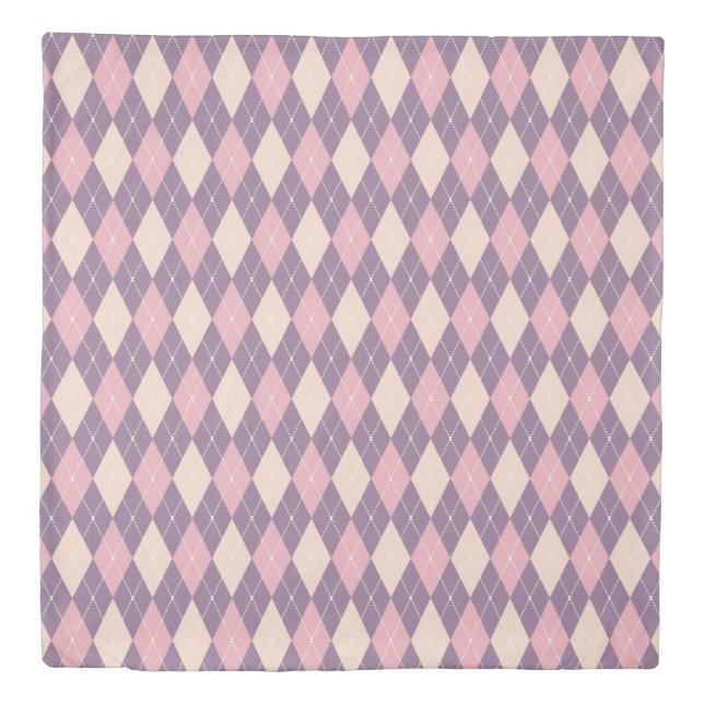 Pink Purple Argyle Duvet Cover (Front)