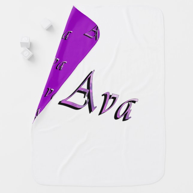 Pink Purple Ava Name Logo, Receiving Blanket (In Situ)