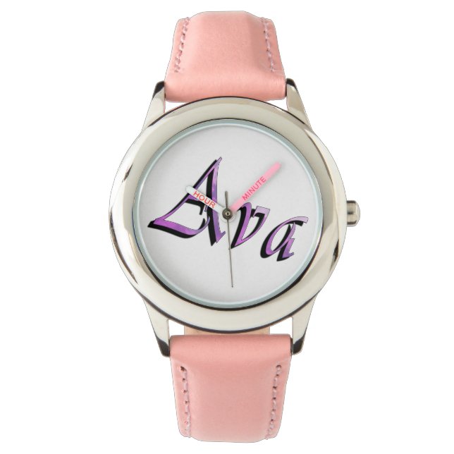 Pink Purple Ava Name Logo, Watch (Front)