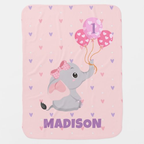 Pink Purple Baby Girl Elephant Blanket