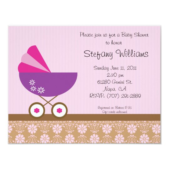 babies shower baby r us invitations Purple  Shower  Zazzle Invitation & Pink Baby