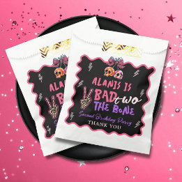 Pink Purple Bad Two The Bone 2nd Birthday Party Favor Bag