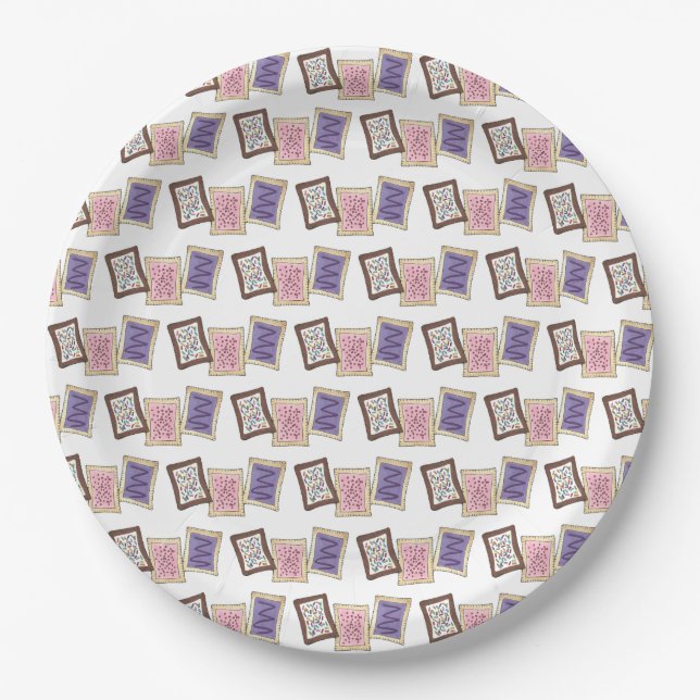 Pink Purple Bake Sale Toaster Pastry Breakfast Paper Plates (Front)
