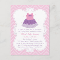Pink Purple Ballerina Tutu Dress Girl Baby Shower Invitation