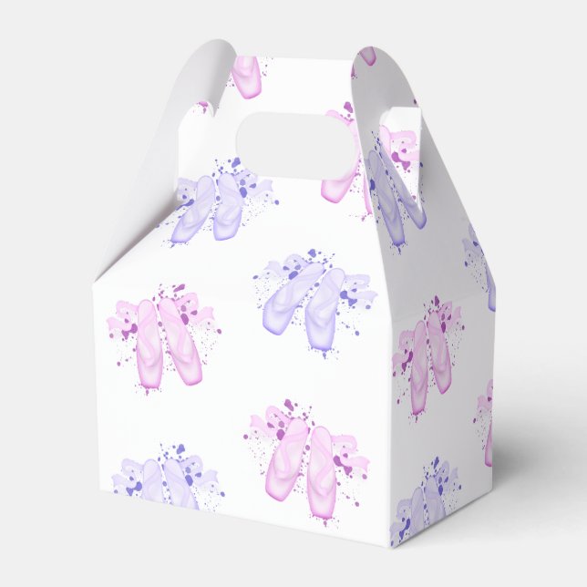 Pink & Purple Ballet Birthday Pointe Shoes Favor Boxes (Front Side)