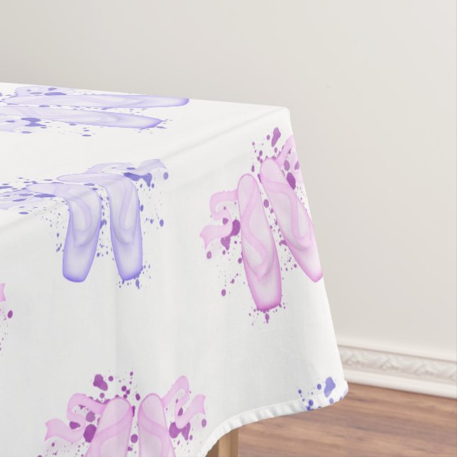 Pink & Purple Ballet Birthday Pointe Shoes Tablecloth (In Situ)