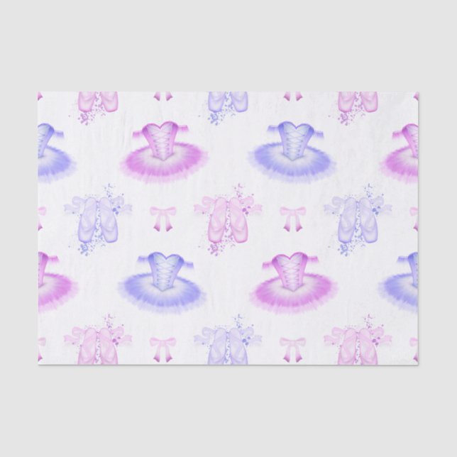 Pink & Purple Ballet Birthday Tutu & Pointe Shoes Tissue Paper (Front)