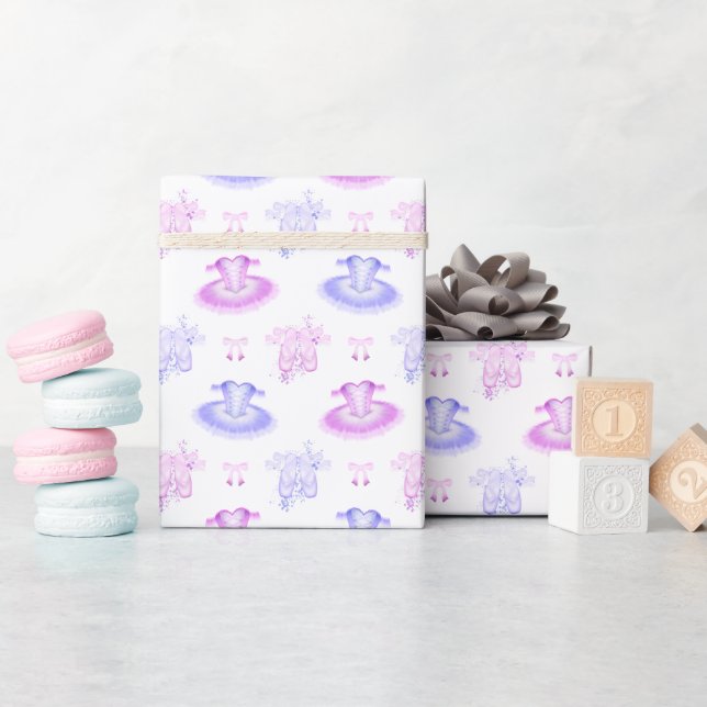 Pink & Purple Ballet Birthday Tutu & Pointe Shoes Wrapping Paper (Baby Shower)