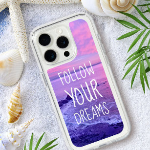 Pink Purple Beach Sunset Follow Your Dreams iPhone 15 Pro Case