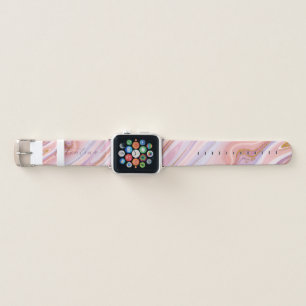 Pink Purple Berry Marble Gold Glitter Customizable Apple Watch Band