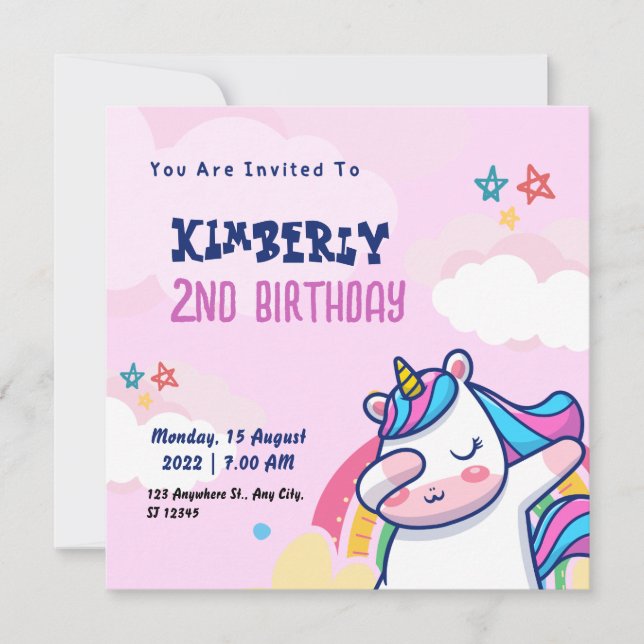 Pink Purple Birthday Invitation (Front)