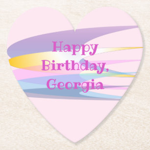 Pink Purple Birthday Paper Coaster