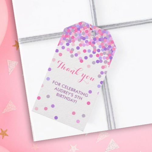 Pink  purple  Birthday Party Thank You favor tags