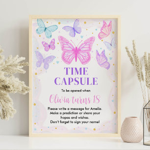 Pink Purple Birthday Time Capsule sign