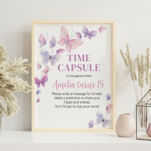 Pink Purple Birthday Time Capsule sign