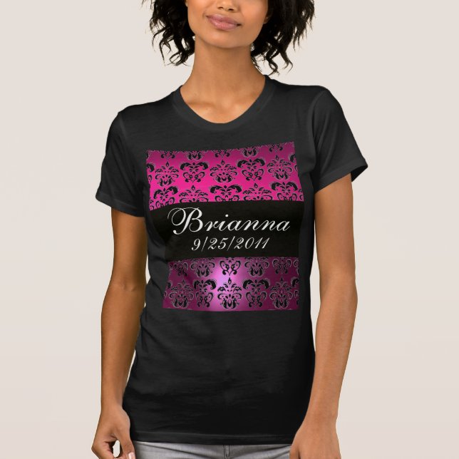 PINK PURPLE BLACK DAMASK T-Shirt (Front)