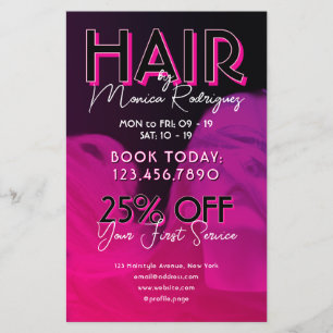 Pink purple black hair salon Flyer