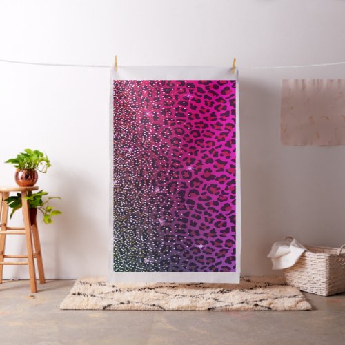 Pink purple black leopard pattern dots sparkle fabric