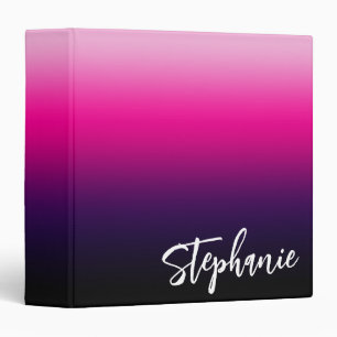 Pink Purple Black Ombre Hand Lettering Style 3 Ring Binder