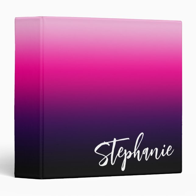 Pink Purple Black Ombre Hand Lettering Style 3 Ring Binder (Front/Spine)