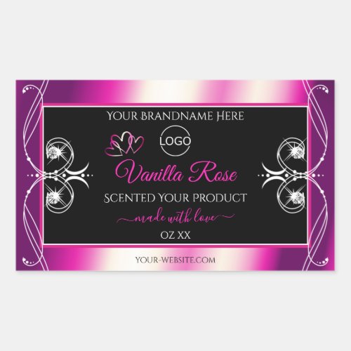 Pink Purple Black Product Labels Diamonds and Logo