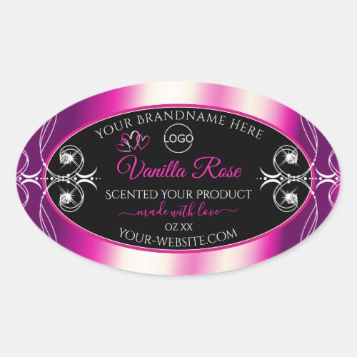 Pink Purple Black Product Labels Diamonds and Logo