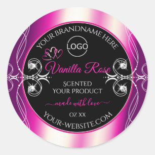 Pink Purple Black Product Labels Diamonds and Logo