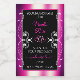 Pink Purple Black Shimmery Diamonds Product Labels