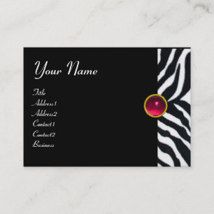 PINK,PURPLE BLACK WHITE ZEBRA FUR MONOGRAM fuchsia Business Card