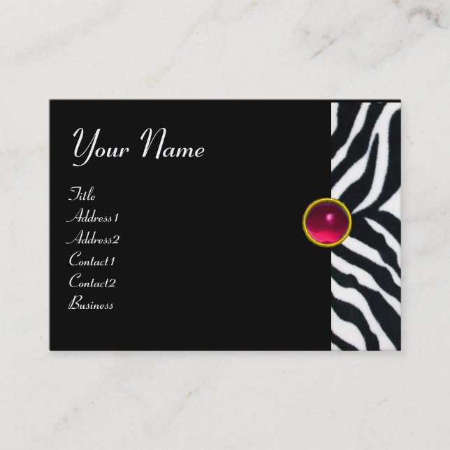 PINK,PURPLE BLACK WHITE ZEBRA FUR MONOGRAM fuchsia Business Card (Front)