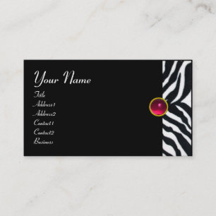 PINK,PURPLE BLACK WHITE ZEBRA FUR MONOGRAM fuchsia Business Card