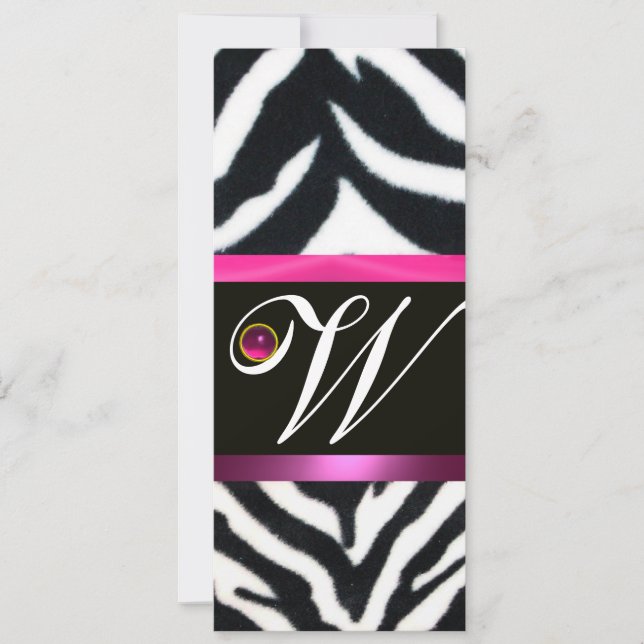 PINK,PURPLE BLACK WHITE ZEBRA FUR MONOGRAM fuchsia Invitation (Front)